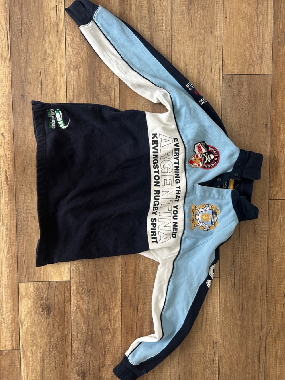 Argentina Rugby Spirit Colorblock Rugby Shirt - Light Blue & Navy